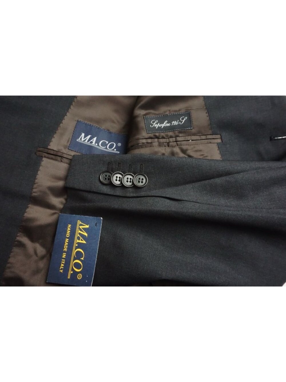 Raffaele Caruso x MA.CO Gray S120s Wool 2Pc Suit Jacket Pant 42R BRAND NEW